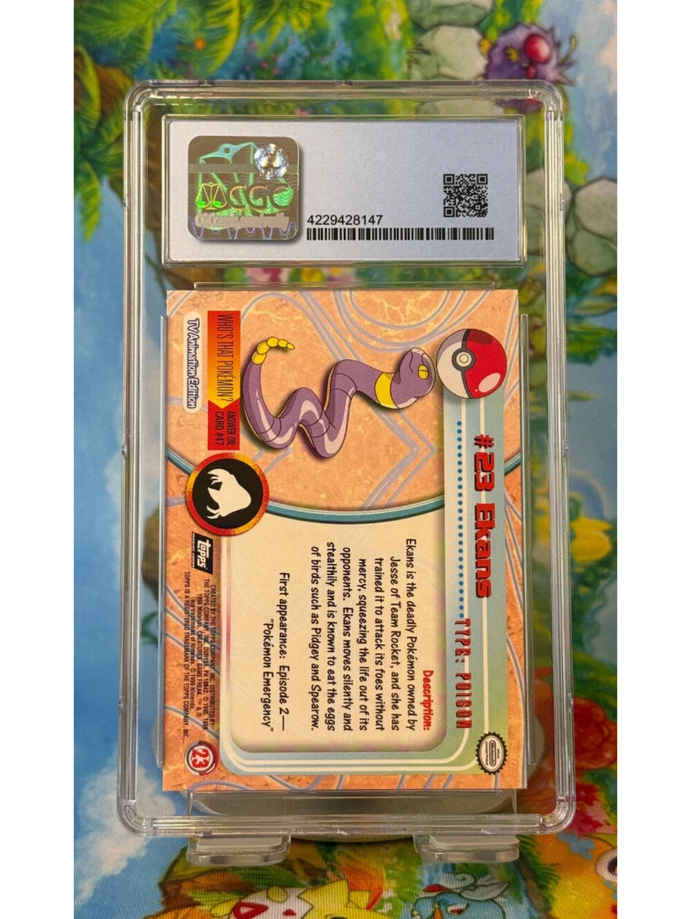 Ekans Pokémon Topps Series 1 No. 23 1999 Second Print Rainbow Foil CGC 8